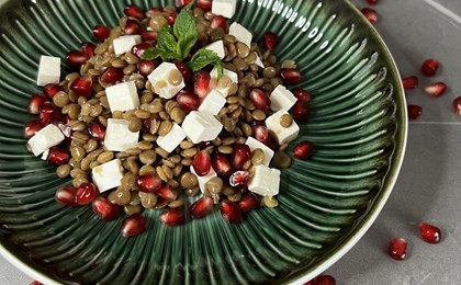 Salade de lentilles et feta avec sa vinaigrette au miel