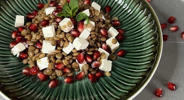 Salade de lentilles et feta avec sa vinaigrette au miel